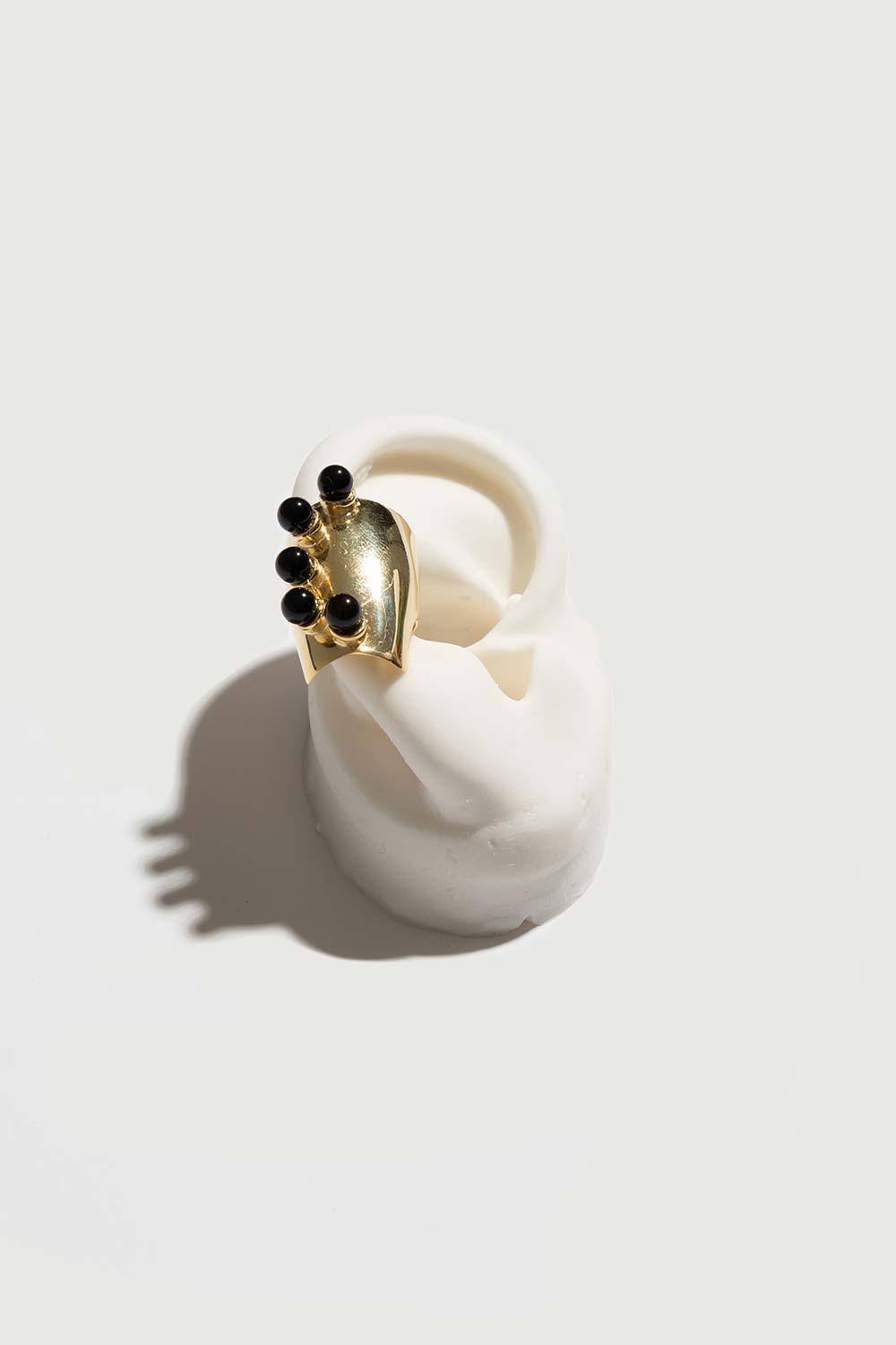 Gal İstanbul-Fein Earcuff GoldxBlack-Küpe-1-fleurdirect.live
