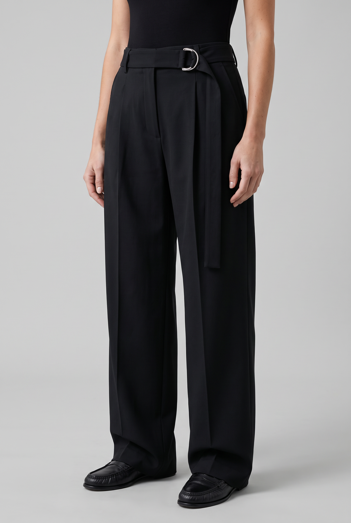Gala Pileli Geniş Paça Pantolon Siyah