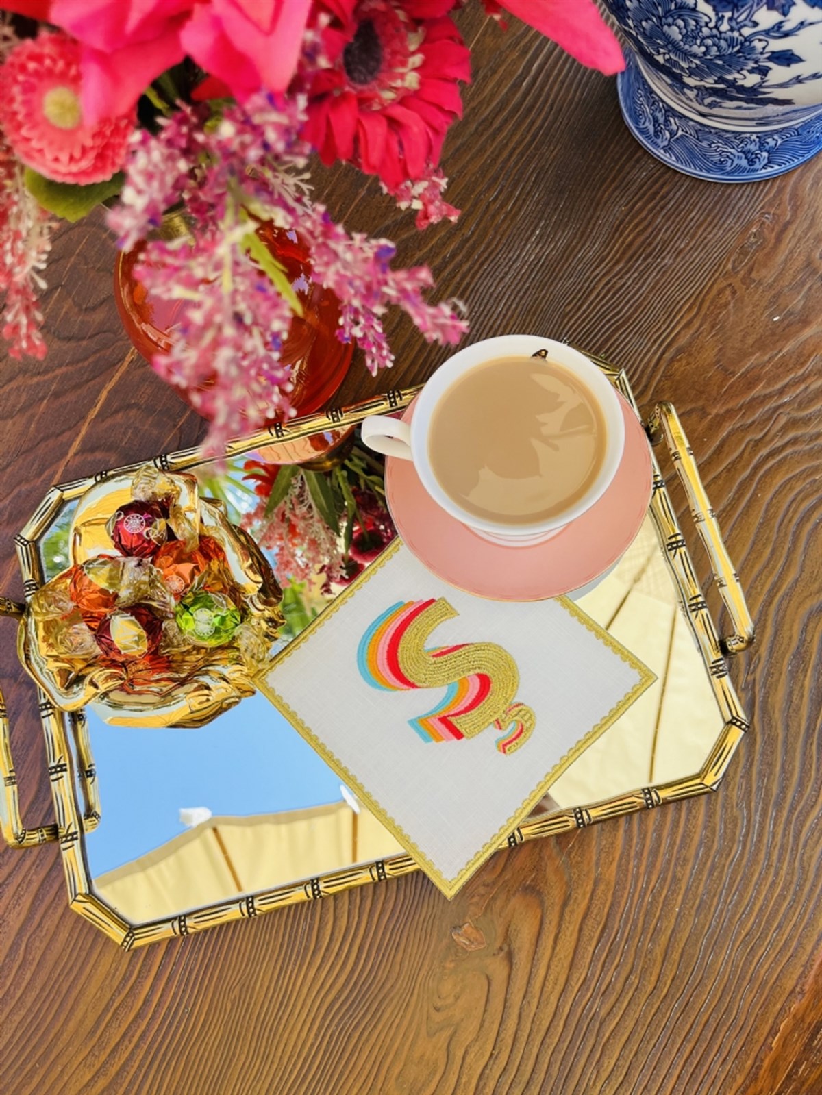 Rainbow ´´Ş´´ Harfi Krem Kokteyl Peçete (1 Adet)