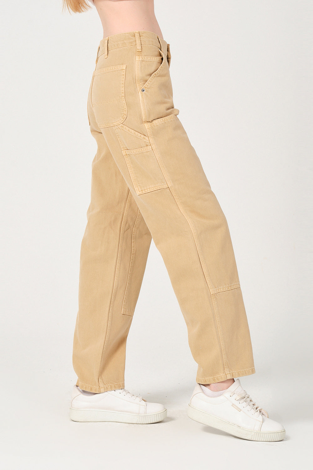 Gennaro-Carpenter Pants - Women Camel-Kot Pantolon-1-fleurdirect.live