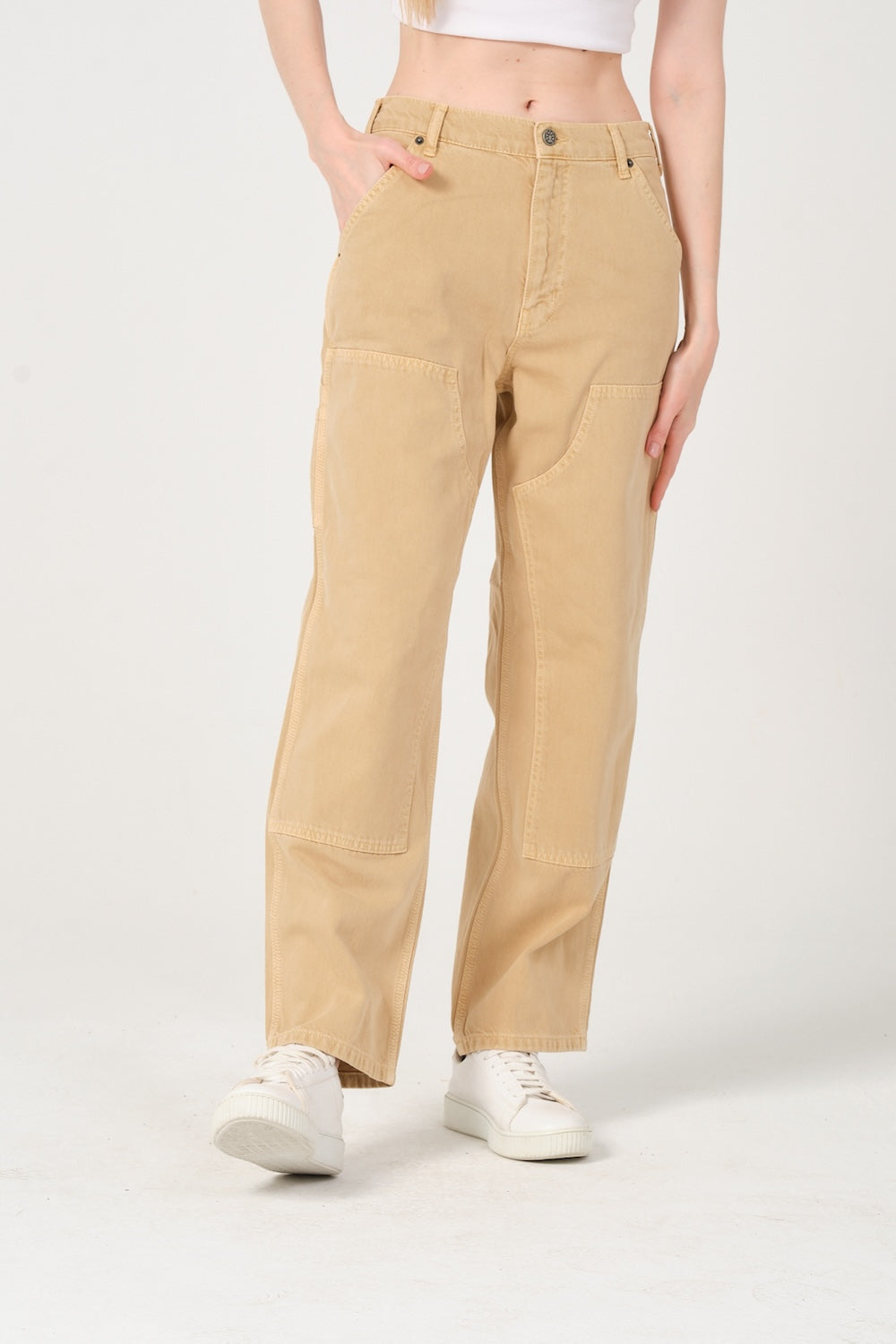Gennaro-Carpenter Pants - Women Camel-Kot Pantolon-4-fleurdirect.live