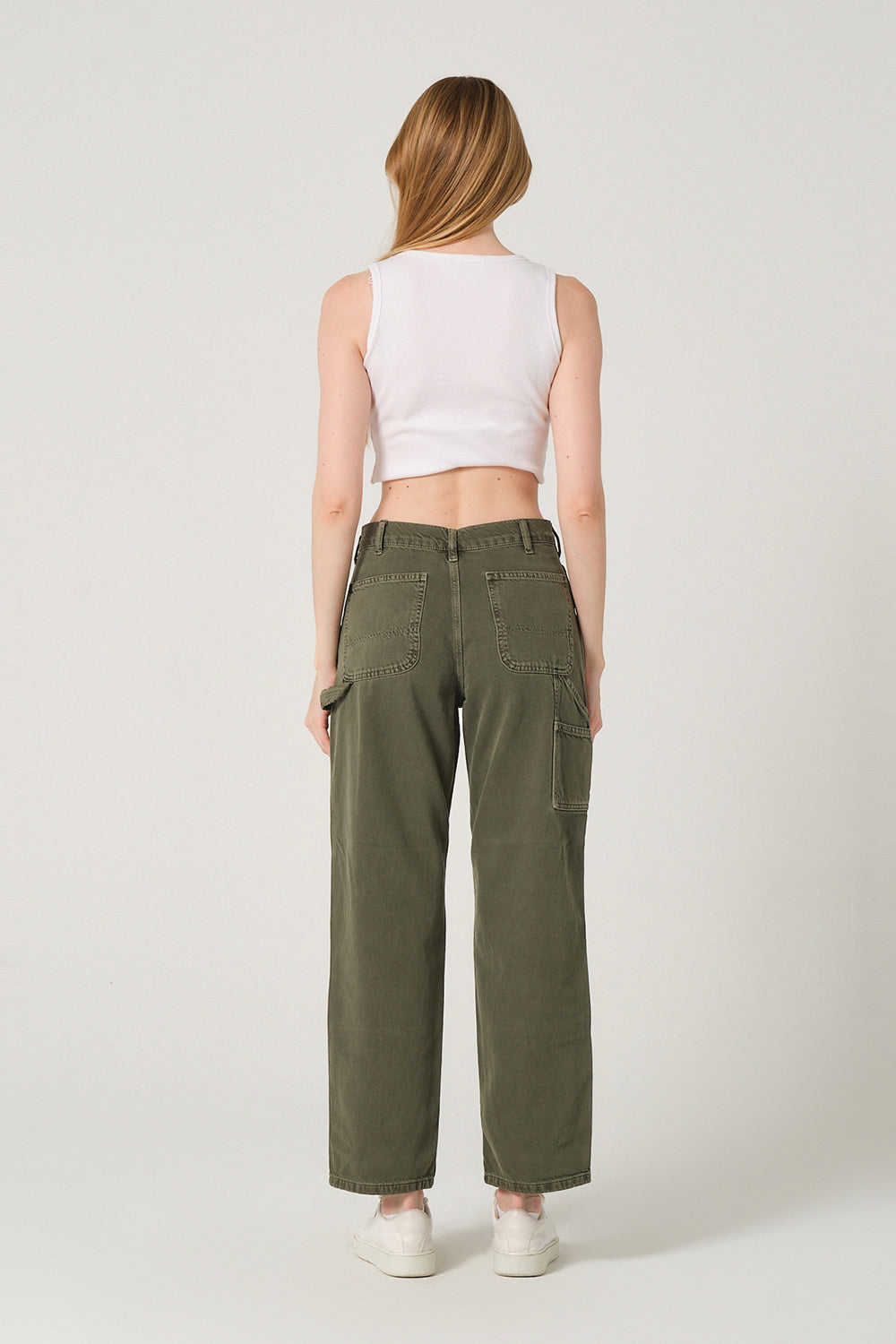 Gennaro-Carpenter Pants- Women Haki-Kot Pantolon-3-fleurdirect.live