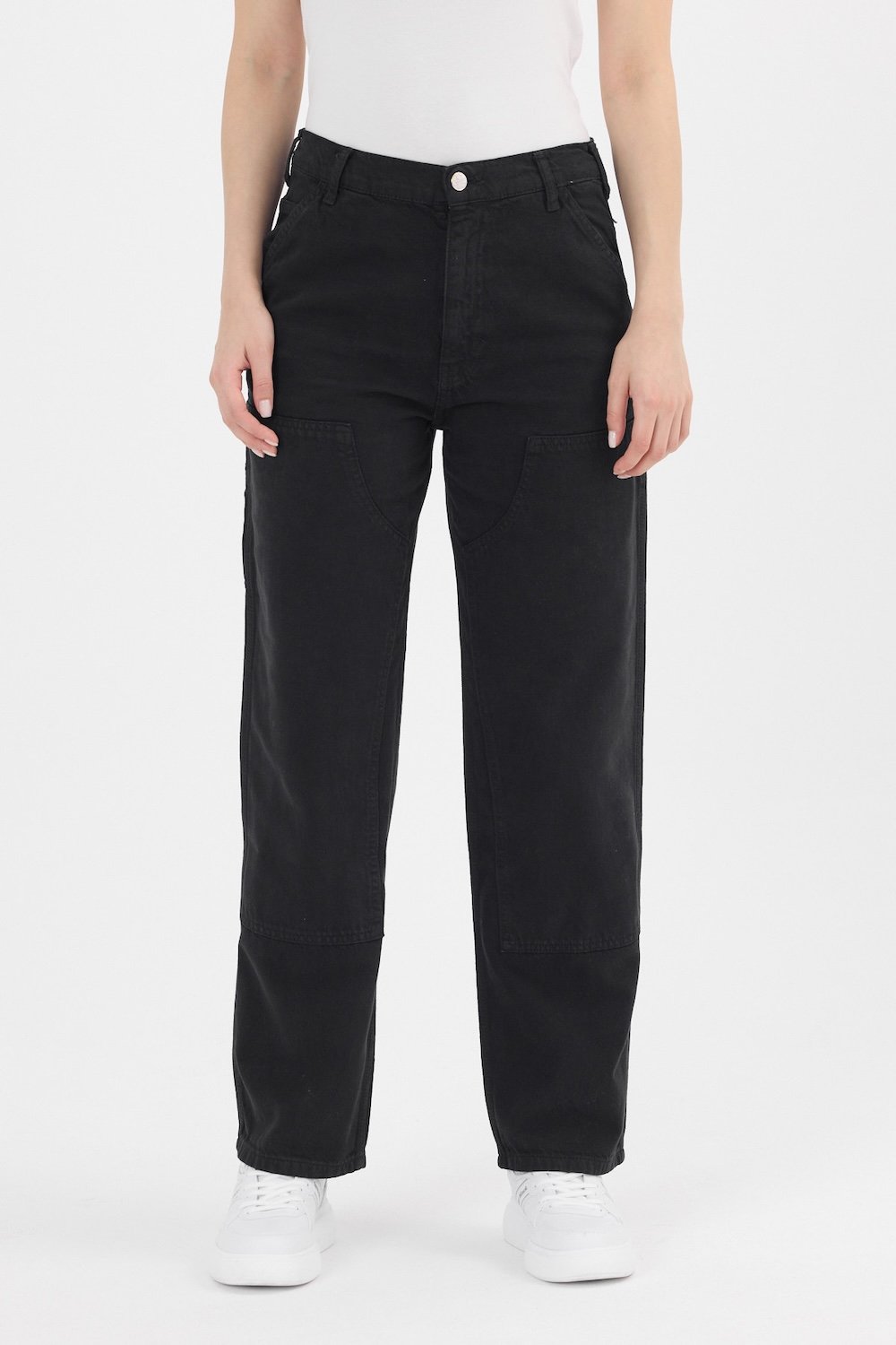 Gennaro-Carpenter Pants - Women Siyah-Kot Pantolon-1-fleurdirect.live
