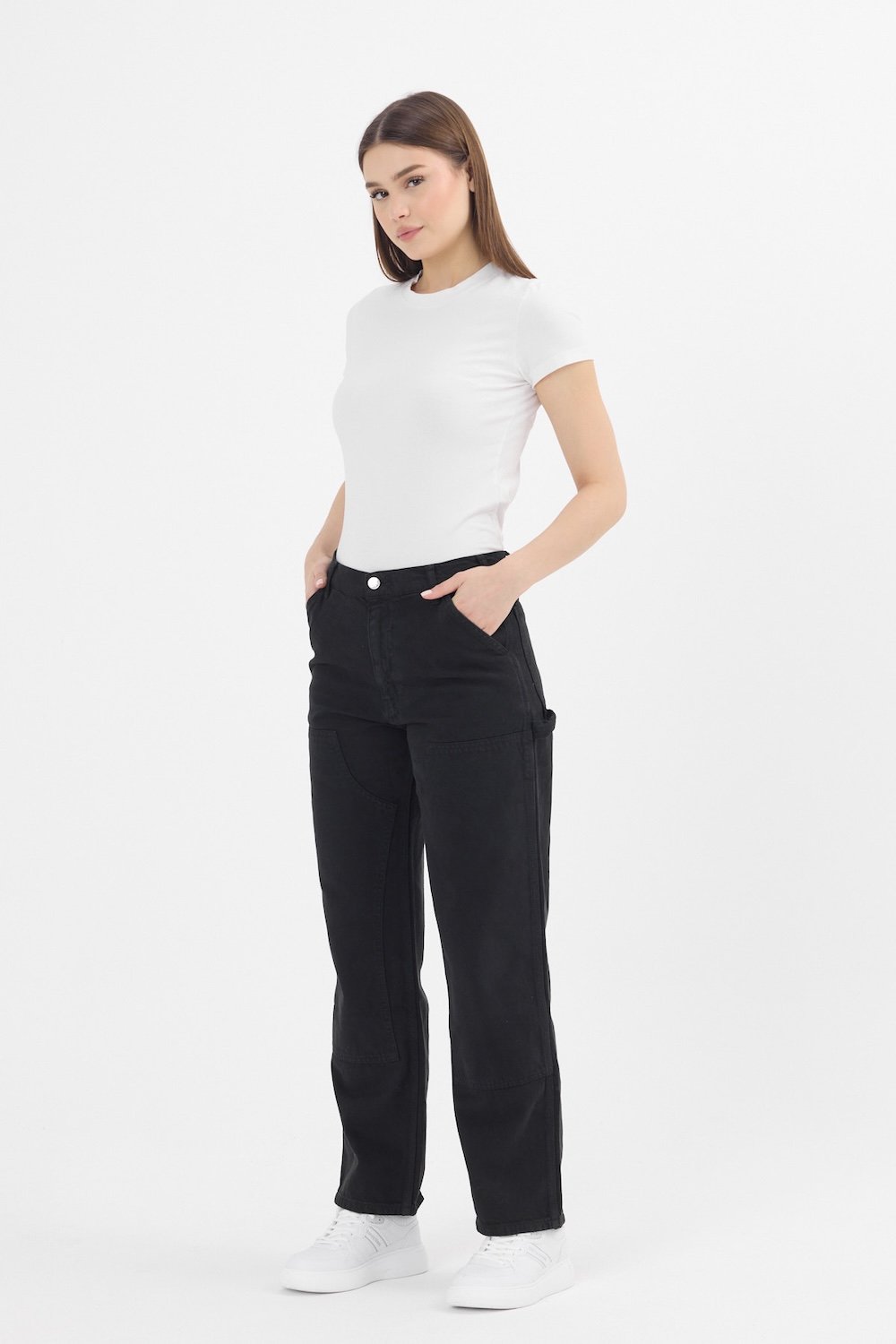 Gennaro-Carpenter Pants - Women Siyah-Kot Pantolon-3-fleurdirect.live