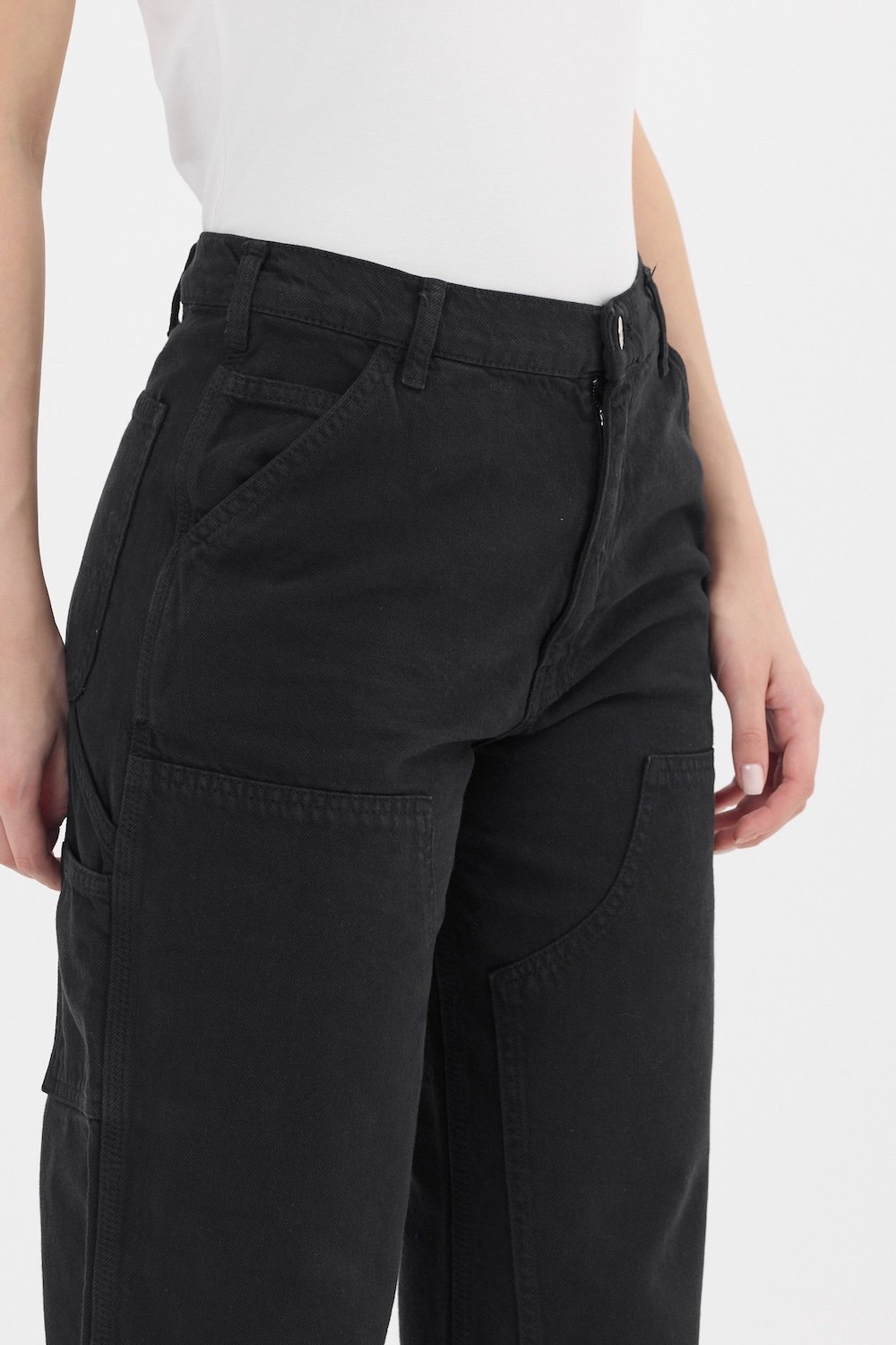 Gennaro-Carpenter Pants - Women Siyah-Kot Pantolon-4-fleurdirect.live