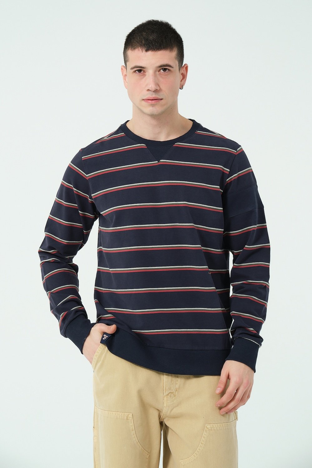 Gennaro-Çizgili Crewneck Sweatshirt-Sweatshirts & Hoodies-1-fleurdirect.live