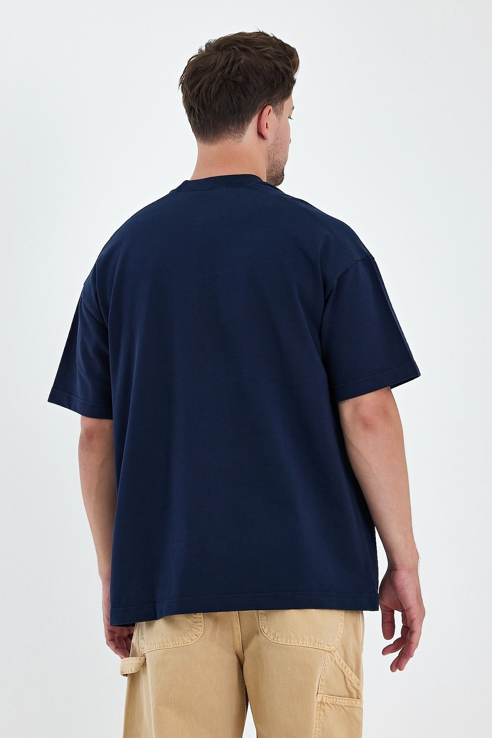 Gennaro-Heavyweight Oversize T-shirt - Koyu Lacivert-T-Shirts-4-fleurdirect.live