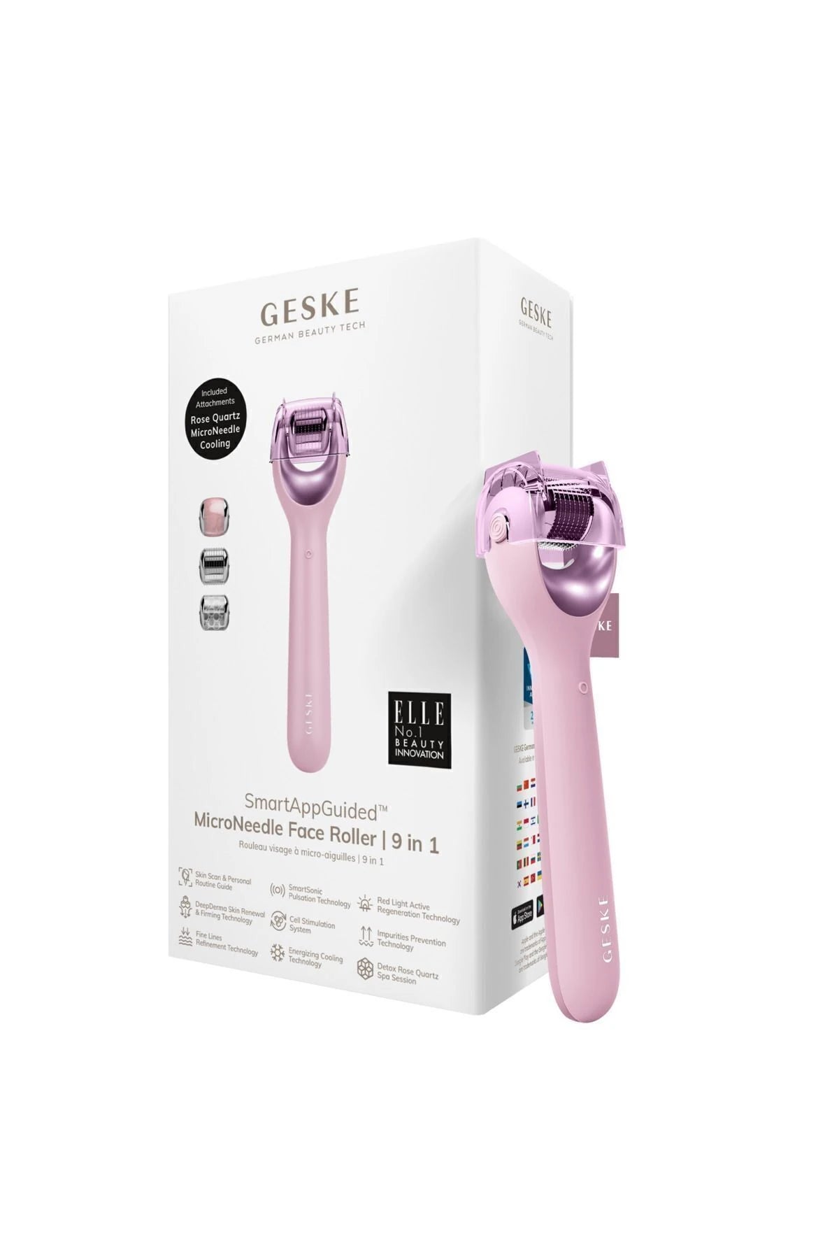 Geske-Mikro İğneli, Buz Başlığı, Pembe Kuvars Başlıklı Dermaroller Cihaz | Micro Needle Face Roller-Cilt Bakım Aletleri-15-fleurdirect.live