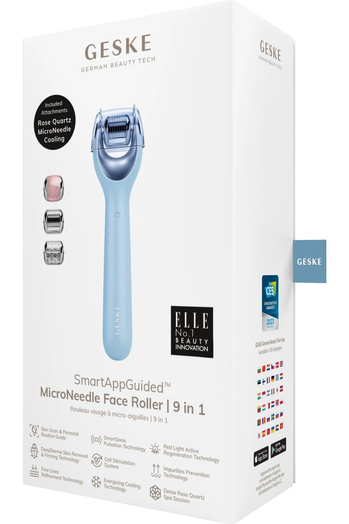 Geske-Mikro İğneli, Buz Başlığı, Pembe Kuvars Başlıklı Dermaroller Cihaz | Micro Needle Face Roller-Cilt Bakım Aletleri-38-fleurdirect.live