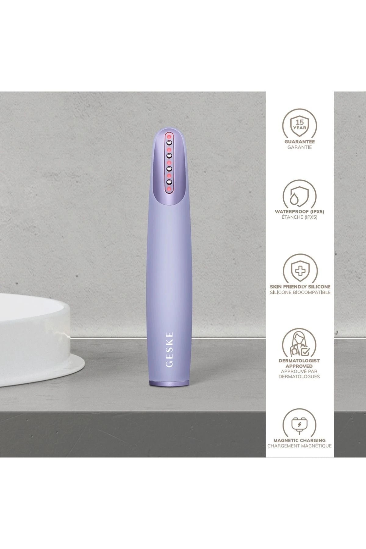 Geske-Titreşimli Kırmızı Led Terapili Sıkılaştırıcı Yüz Bakım Cihazı | Skin Firming Wand-Cilt Bakım Aletleri-24-fleurdirect.live
