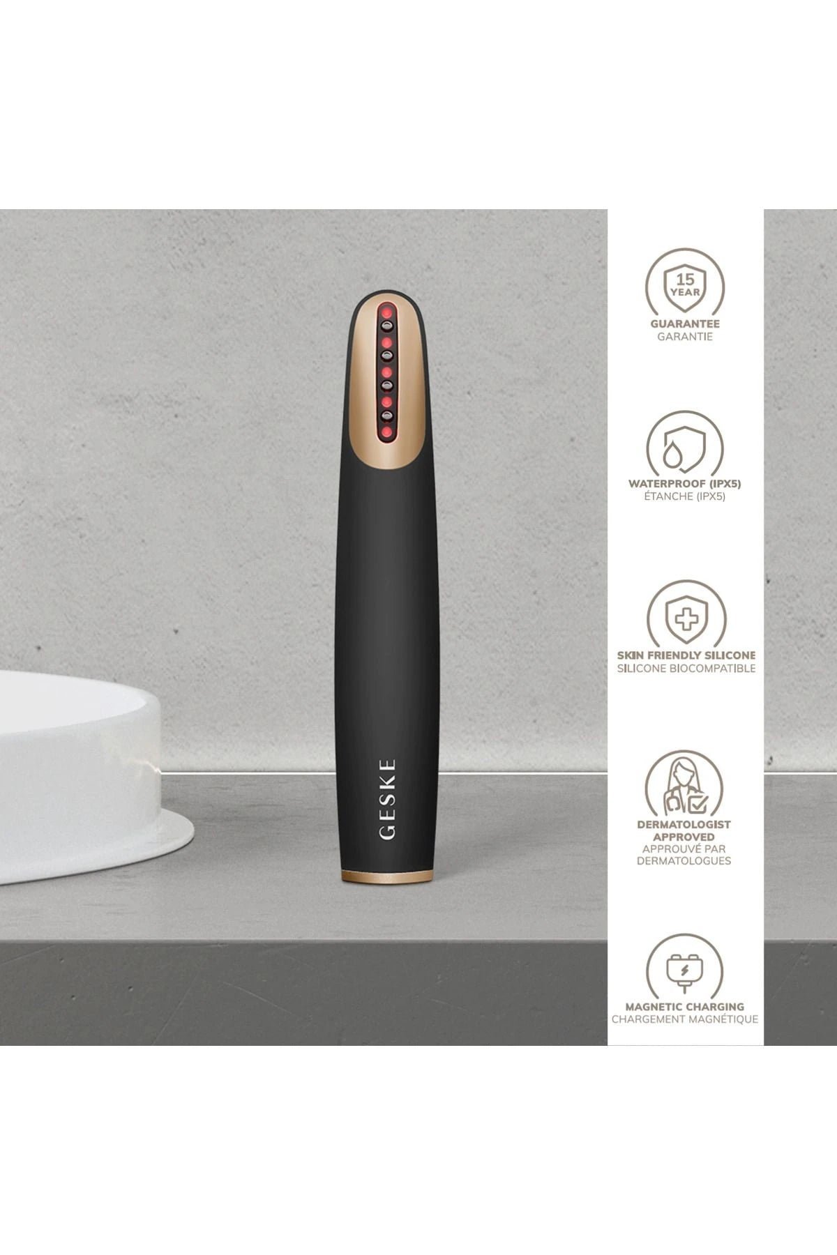 Geske-Titreşimli Kırmızı Led Terapili Sıkılaştırıcı Yüz Bakım Cihazı | Skin Firming Wand-Cilt Bakım Aletleri-3-fleurdirect.live