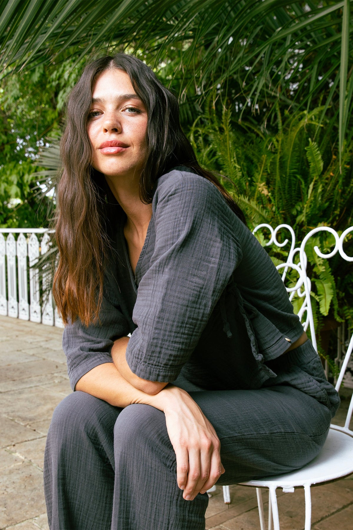 Handarte Los Angeles-Antrasit Müslin Wrap Top-Top-5-fleurdirect.live