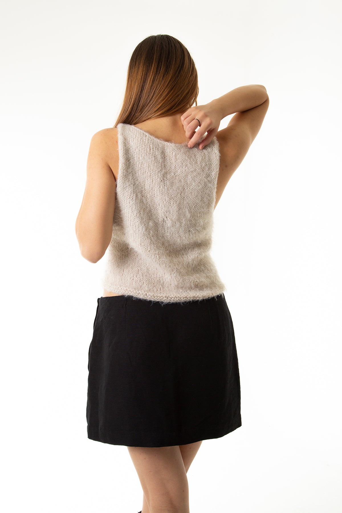 Handarte Los Angeles-Krem El Örgüsü Süveter-Top-5-fleurdirect.live