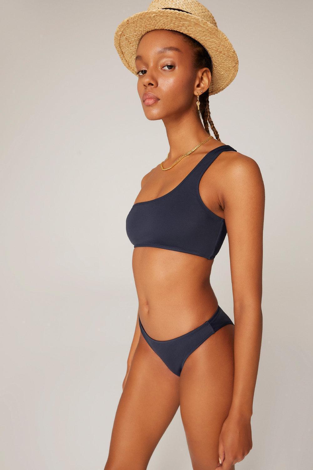 Haracci-Auretta Tek Omuzlu Brazilian Derin Koyu Lacivert Bikini Set-Bikini & Mayo-1-fleurdirect.live