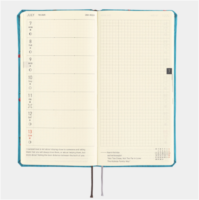 Hobonichi-Hobonichi Techo Weeks 2025 Mega Bow & Tie: Cherry-Çizgili-11-fleurdirect.live