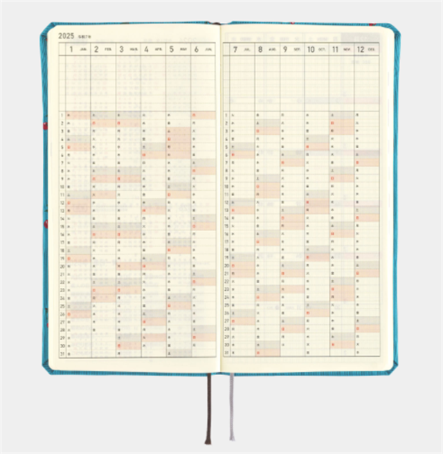 Hobonichi-Hobonichi Techo Weeks 2025 Mega Bow & Tie: Cherry-Çizgili-9-fleurdirect.live