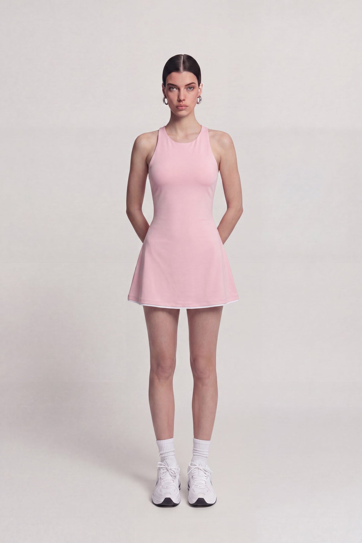 İÇi Şortlu Sırtı İP Detaylı Mini Mariya Elbise Pembe