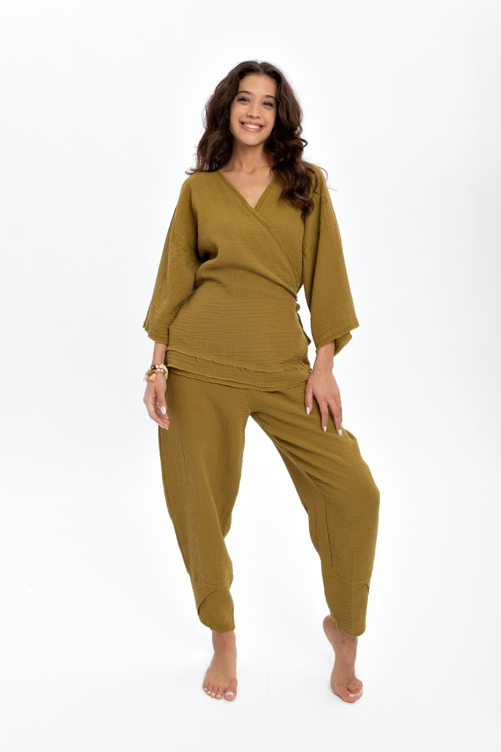 Husufi-Kruvaze Yeşil Kimono-Kimono-1-fleurdirect.live