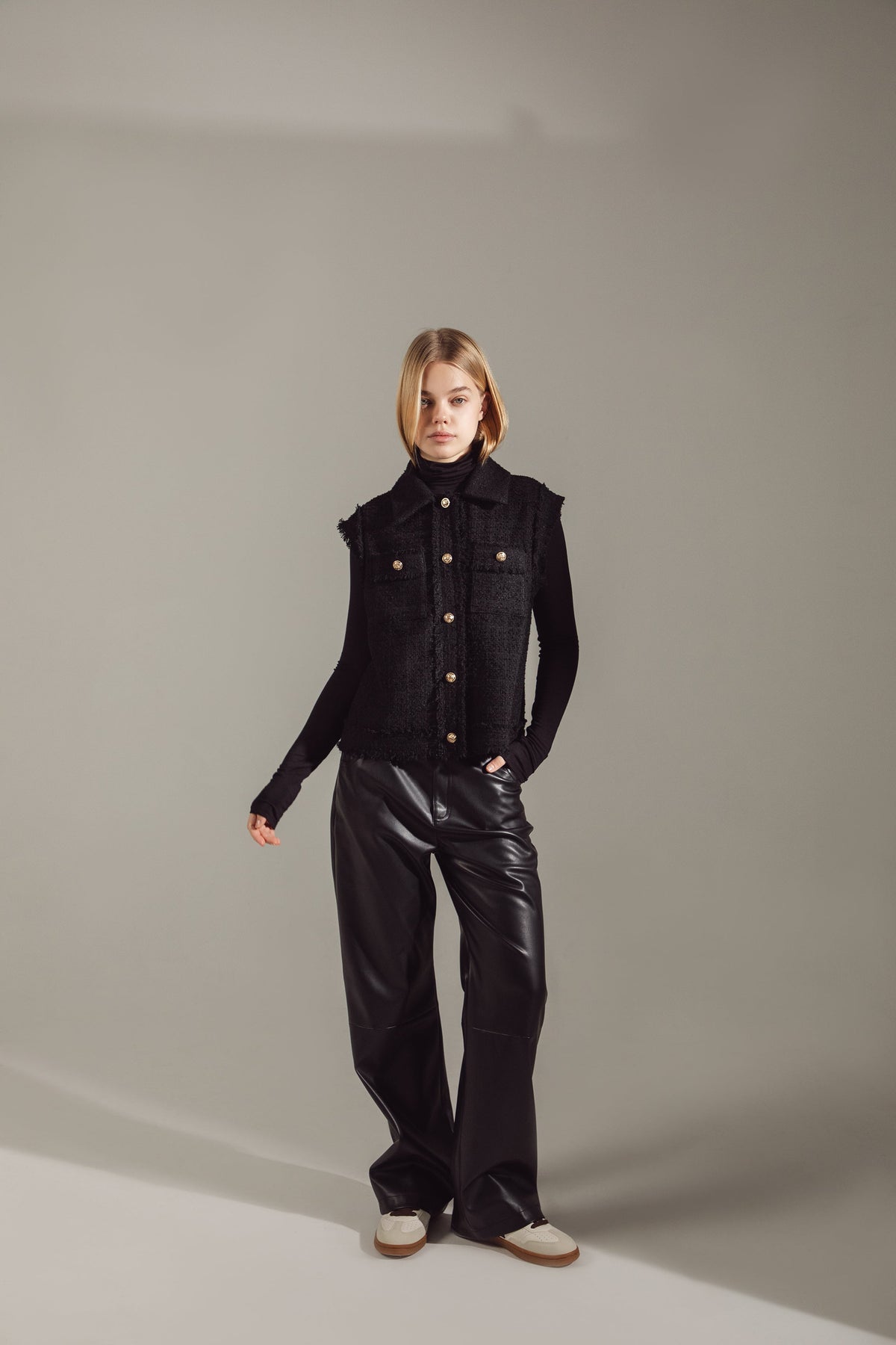 Wide-Leg Premium Eco-Leather Trousers