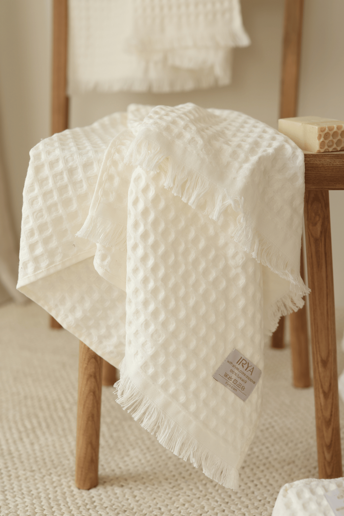 İRYA-Aura Waffle Havlu Ekru 70X140-Havlu & Havlu Setleri-6-fleurdirect.live
