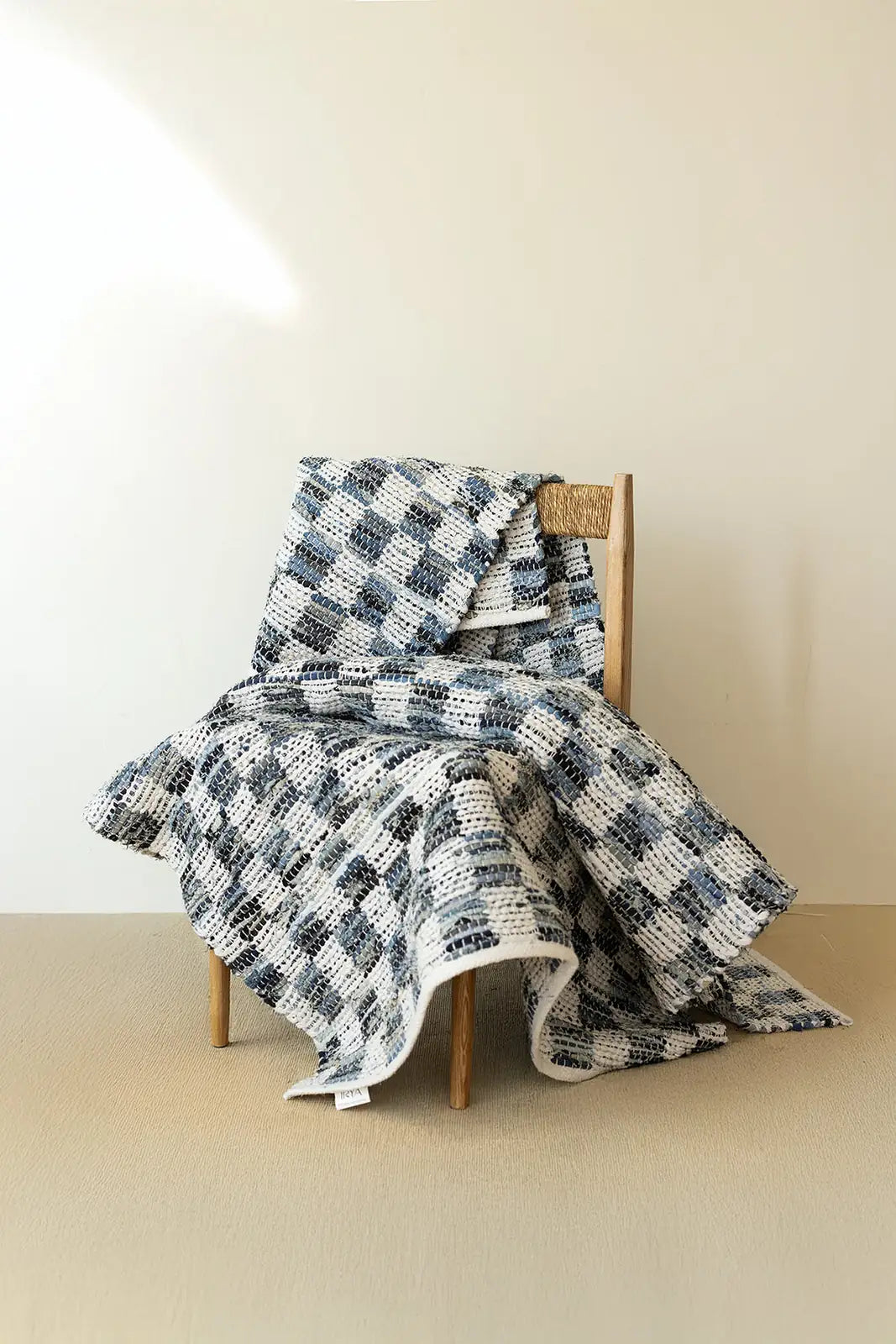 İRYA-Checker Denim Kilim Ekru/İNdigo 80X150-Kilim-3-fleurdirect.live