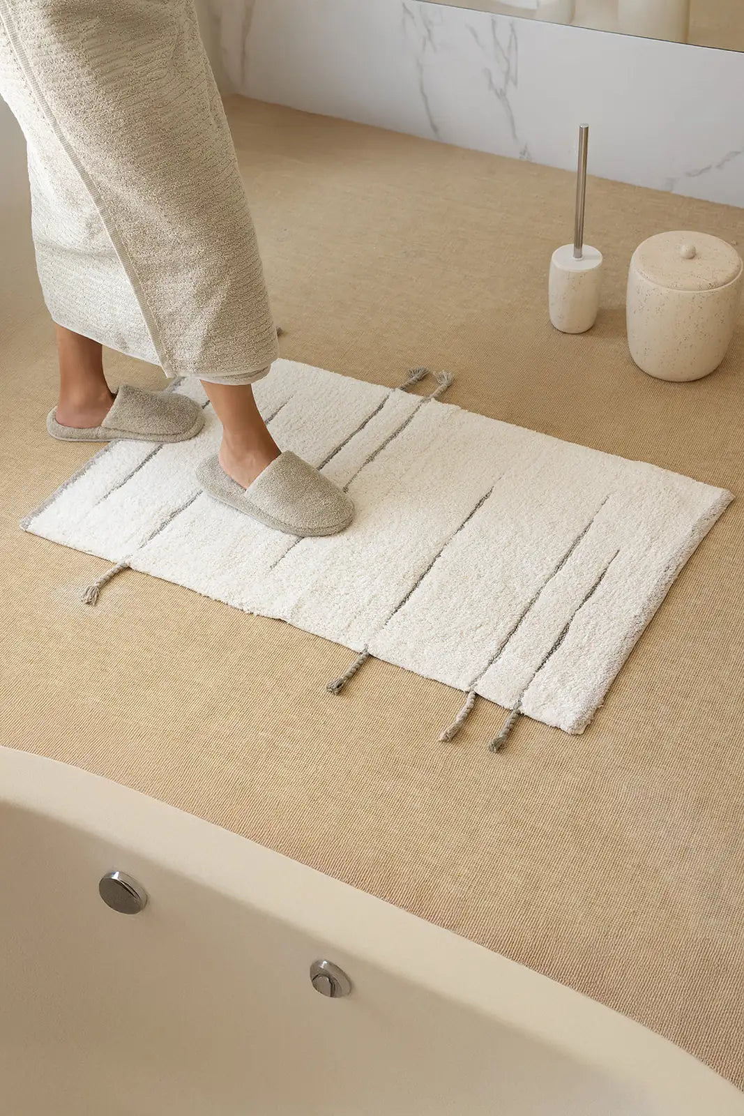 İRYA-Earth Tekli Banyo Paspası %100 Pamuk 50X80 Cm Yeşil-Paspas-2-fleurdirect.live