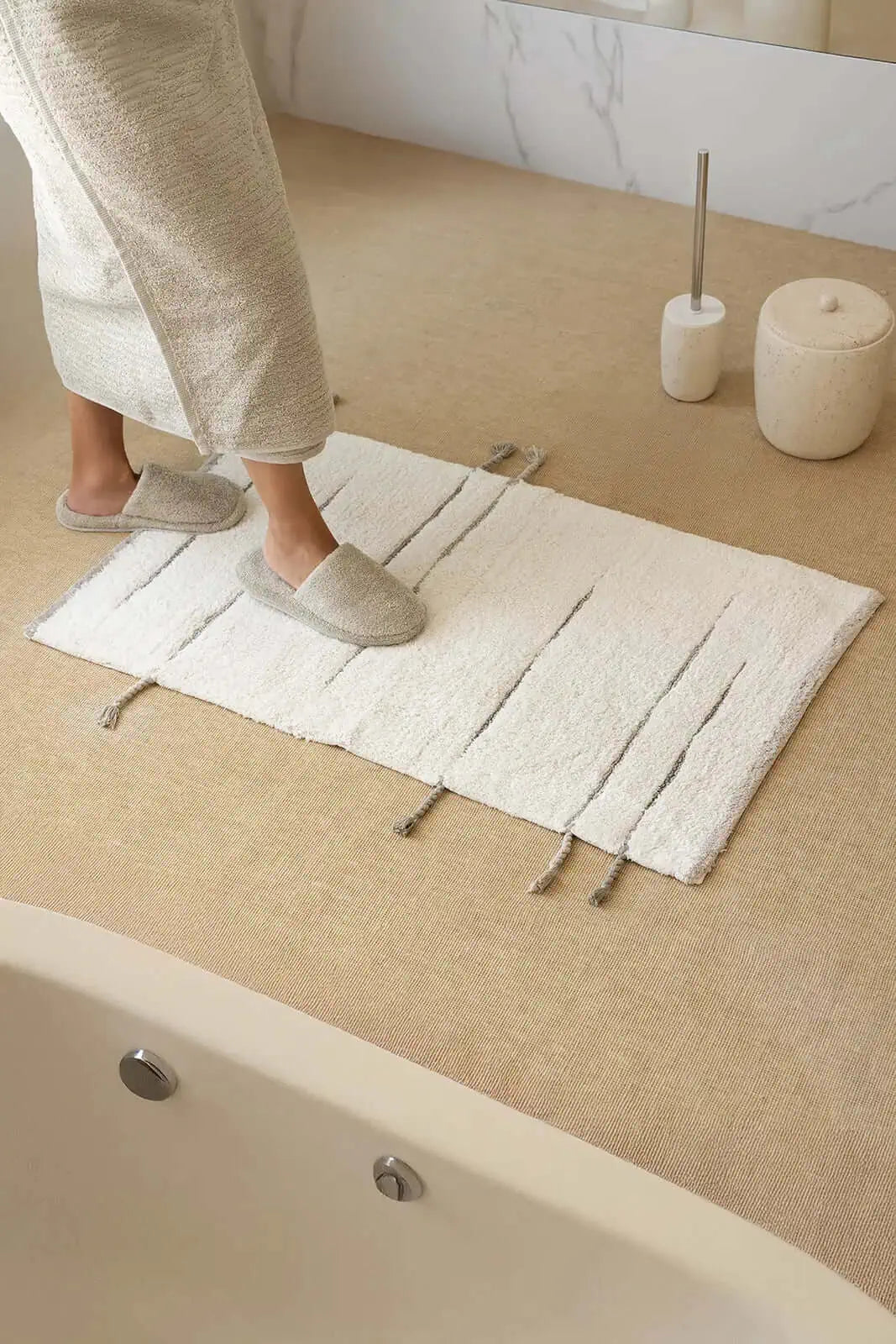 İRYA-Earth Tekli Banyo Paspası %100 Pamuk 60X100 Cm Yeşil-Paspas-1-fleurdirect.live