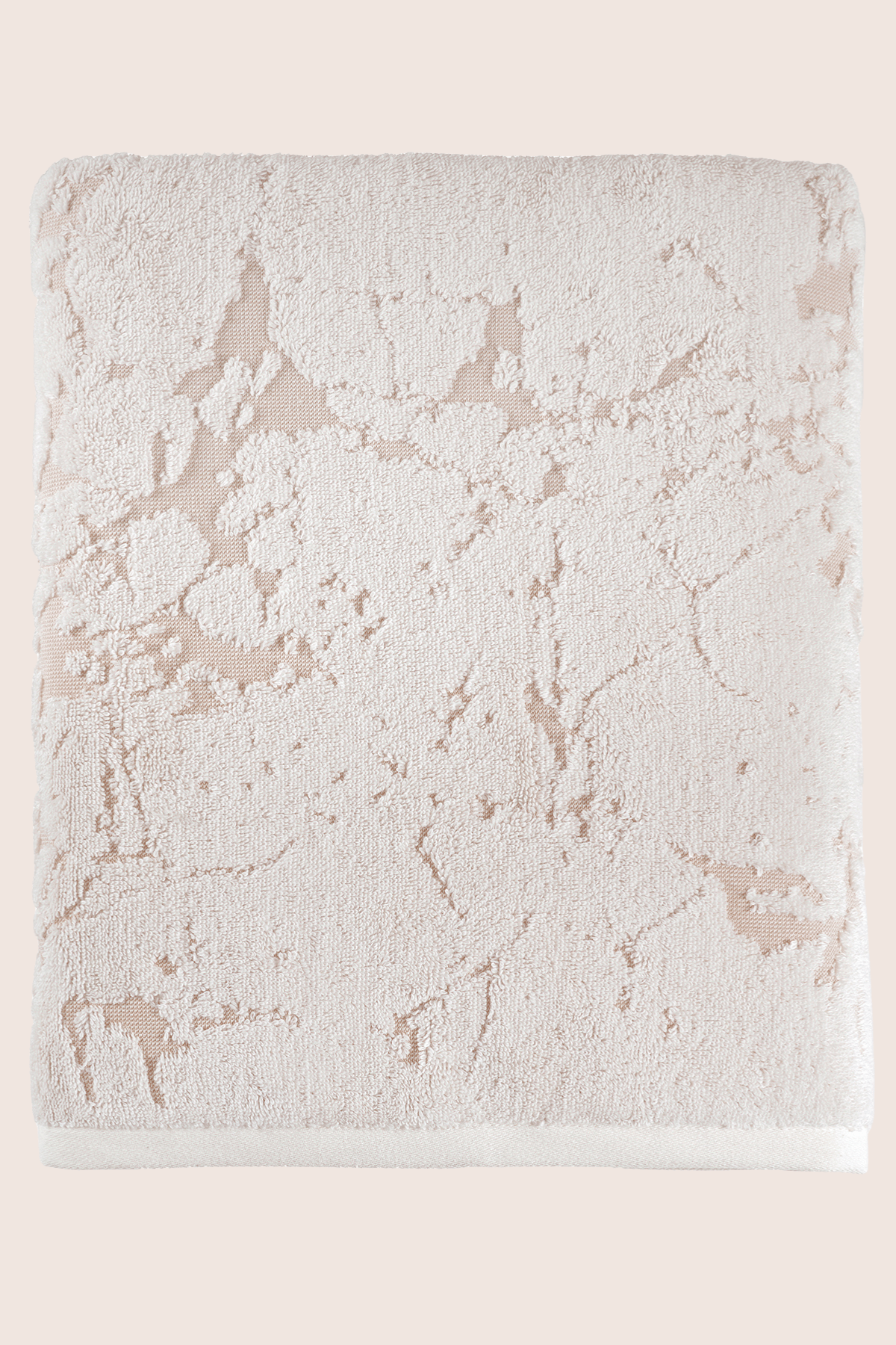 İRYA-Marble %100 Pamuk Jakarlı Büyük Banyo Havlusu 90X150 Cm Krem-Havlu & Havlu Setleri-6-fleurdirect.live