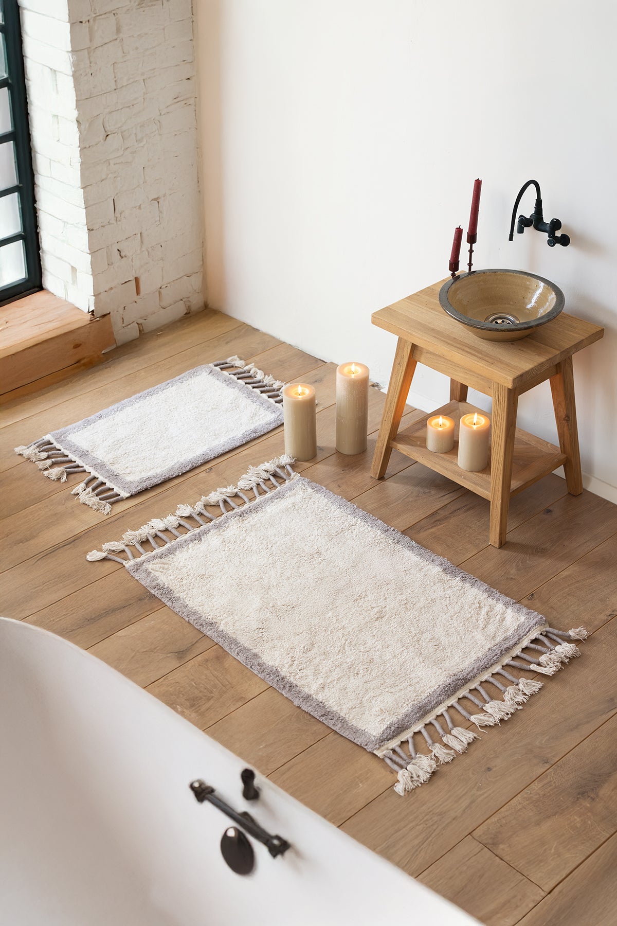 İRYA-Root 2’Li Takım Banyo Paspası Bambu 40X60+60X90 Cm Koyu Gri-Banyo Paspası-1-fleurdirect.live