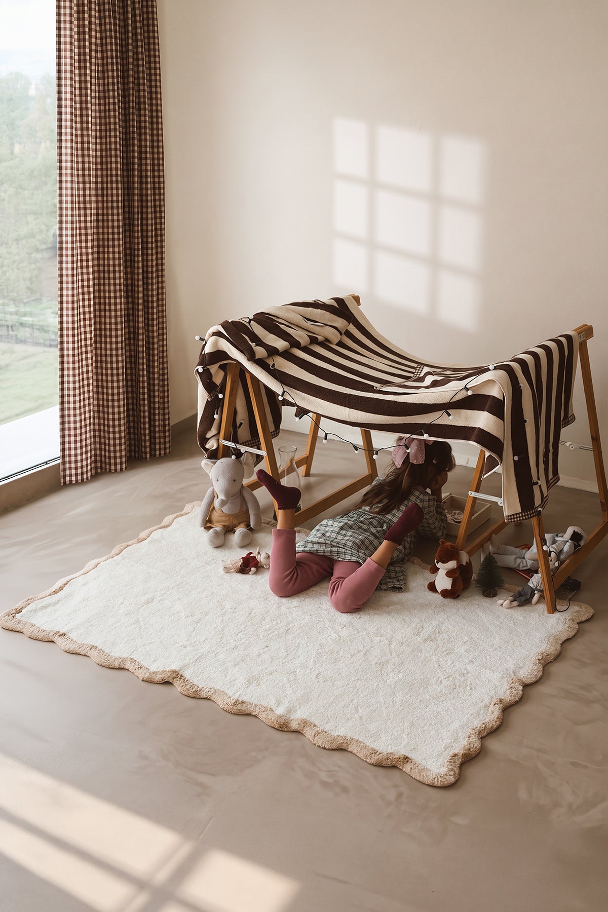 Scallop Tekli Bambu Banyo Paspası 100X150 Cm Bej