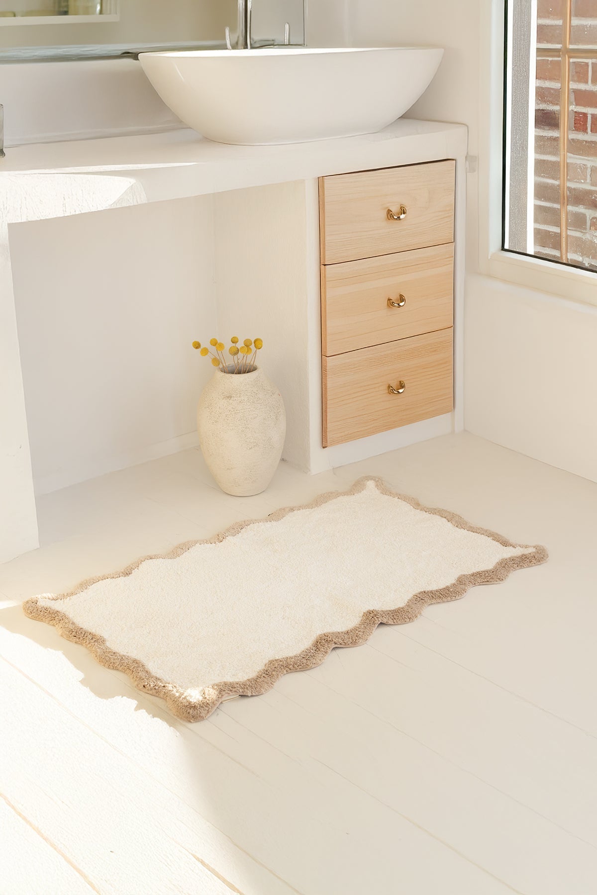 İRYA-Scallop Tekli Banyo Paspası Bambu 60X100 Bej-Paspas-2-fleurdirect.live