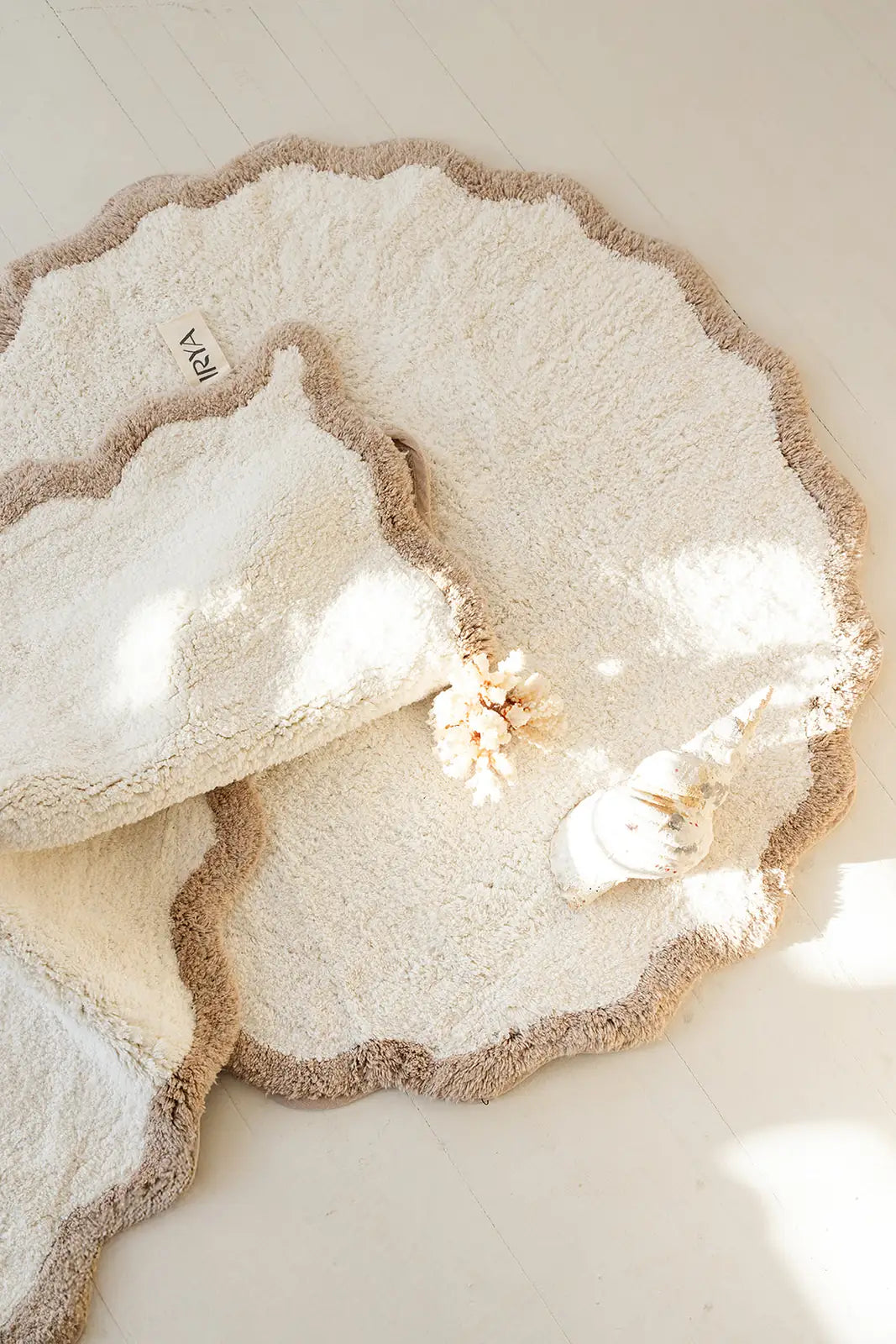 İRYA-Scallop Yuvarlak Banyo Paspası Bambu 90X90 Bej-Paspas-5-fleurdirect.live