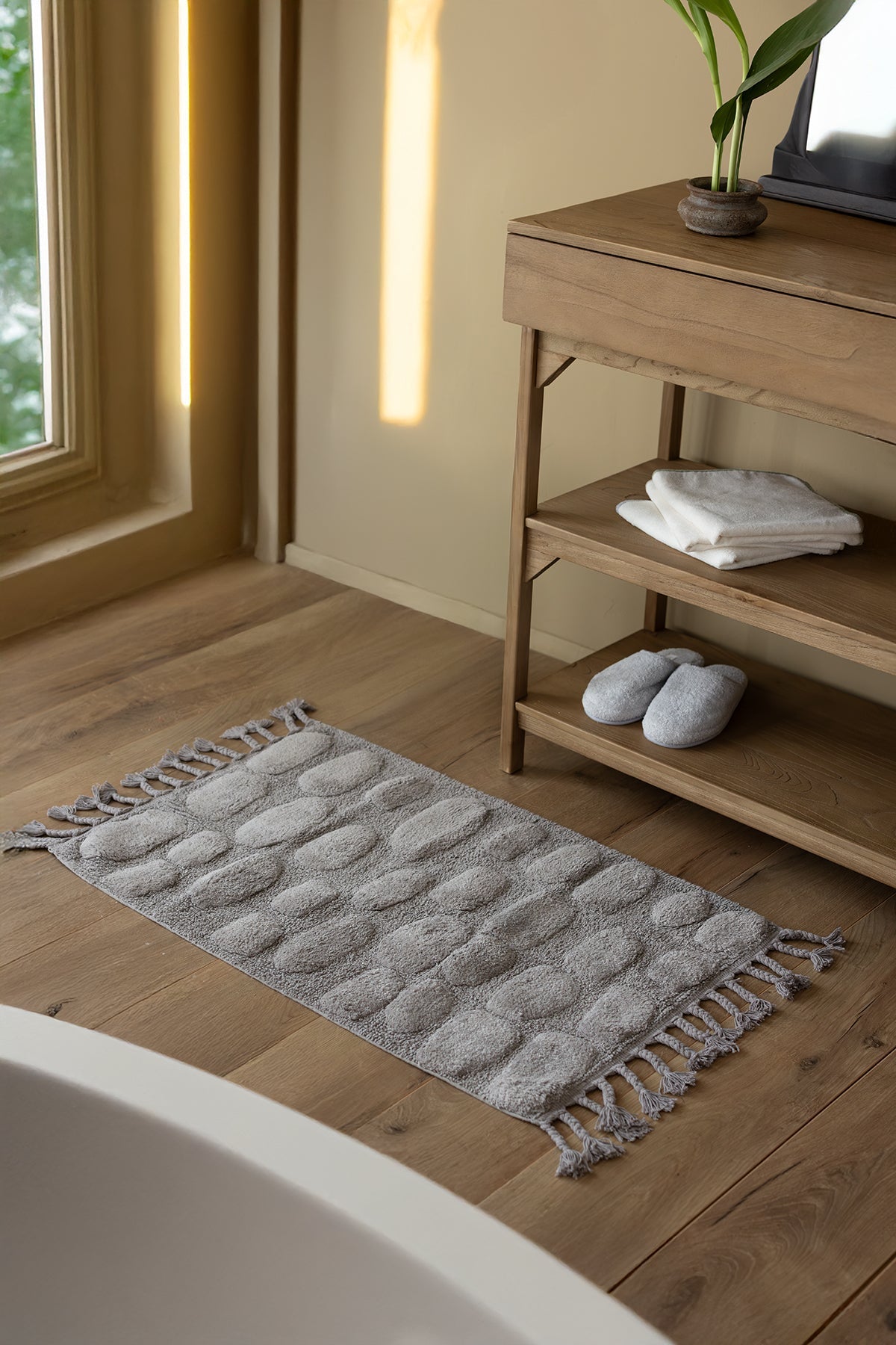 İRYA-Wall Tekli Banyo Paspası %100 Pamuk 70X150 Cm Gri-Paspas-1-fleurdirect.live