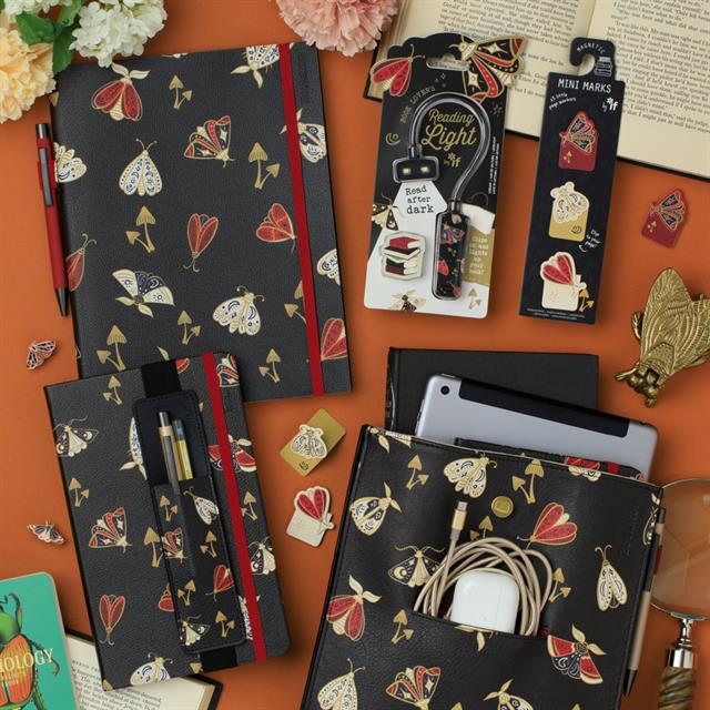 If-Bookaroo Books & Stuff Pouch Kitap&Defter Kılıfı Dark Moth-Çizgili-4-fleurdirect.live