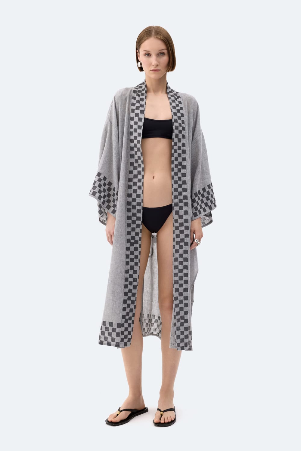 İkikız-Dama Desenli Kimono-Kimono-1-fleurdirect.live