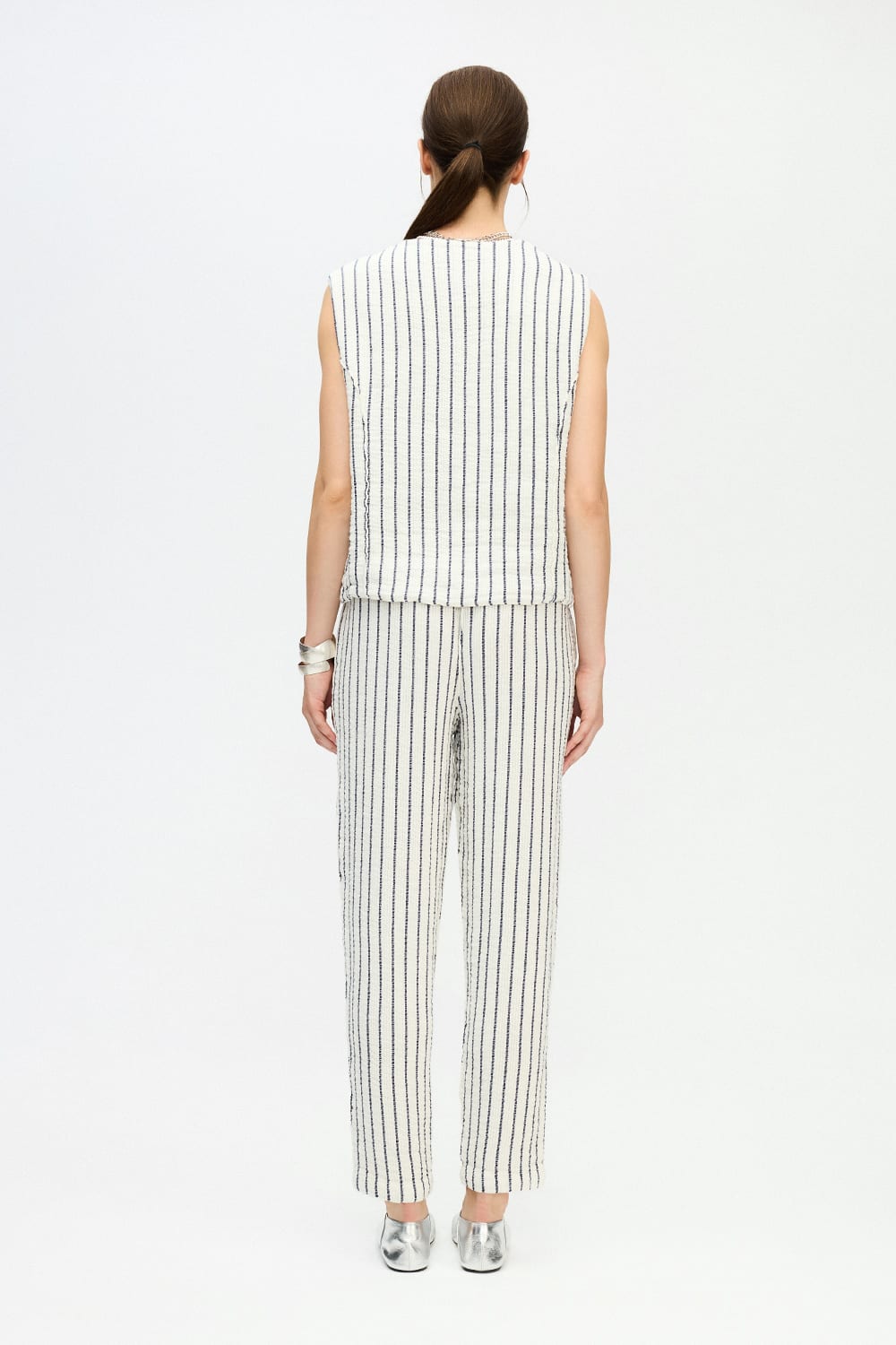 İkikız-Lacivert Çizgili Slouchy Pantolon-Pantolon-3-fleurdirect.live
