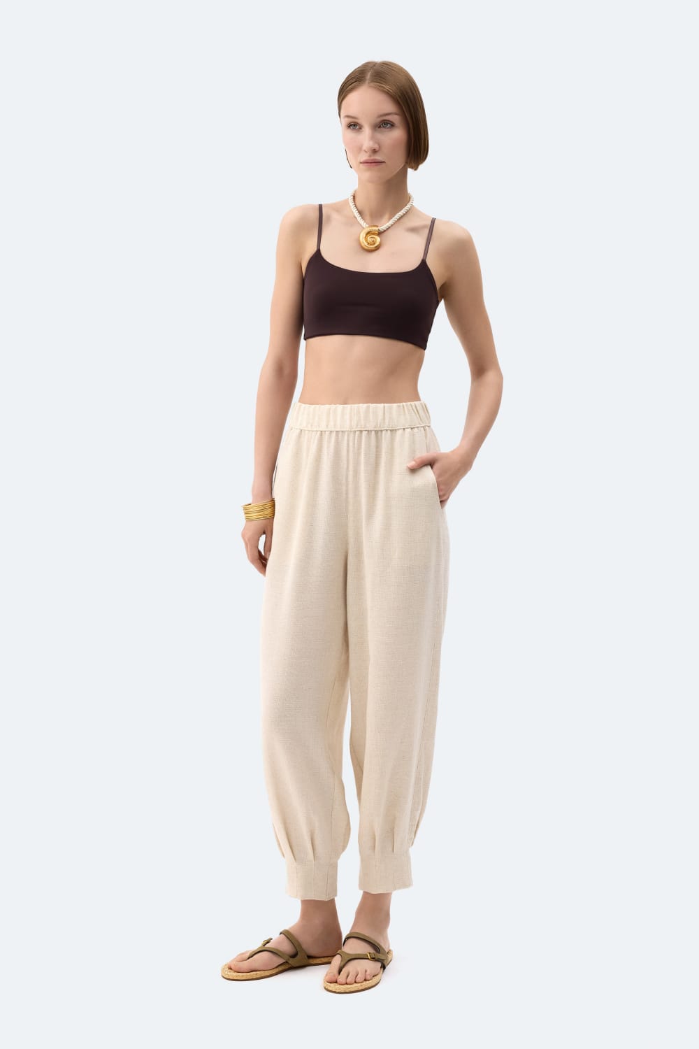İkikız-Natürel Keten Slouchy Pantolon-Pantolon-1-fleurdirect.live