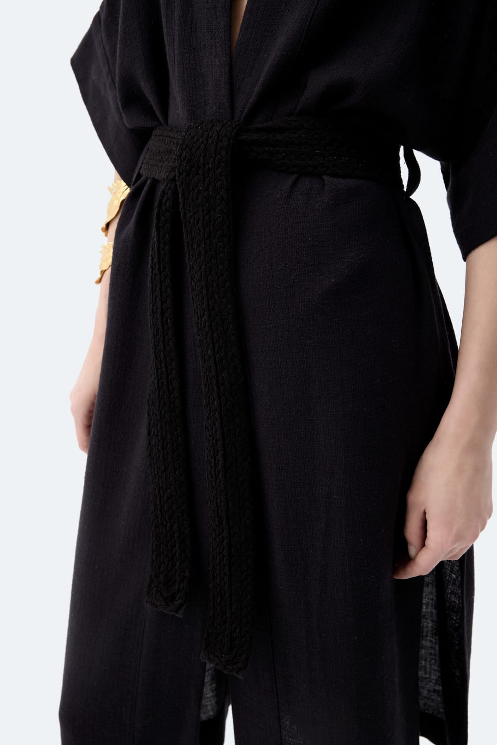 İkikız-Siyah Keten Kimono-Kimono-3-fleurdirect.live