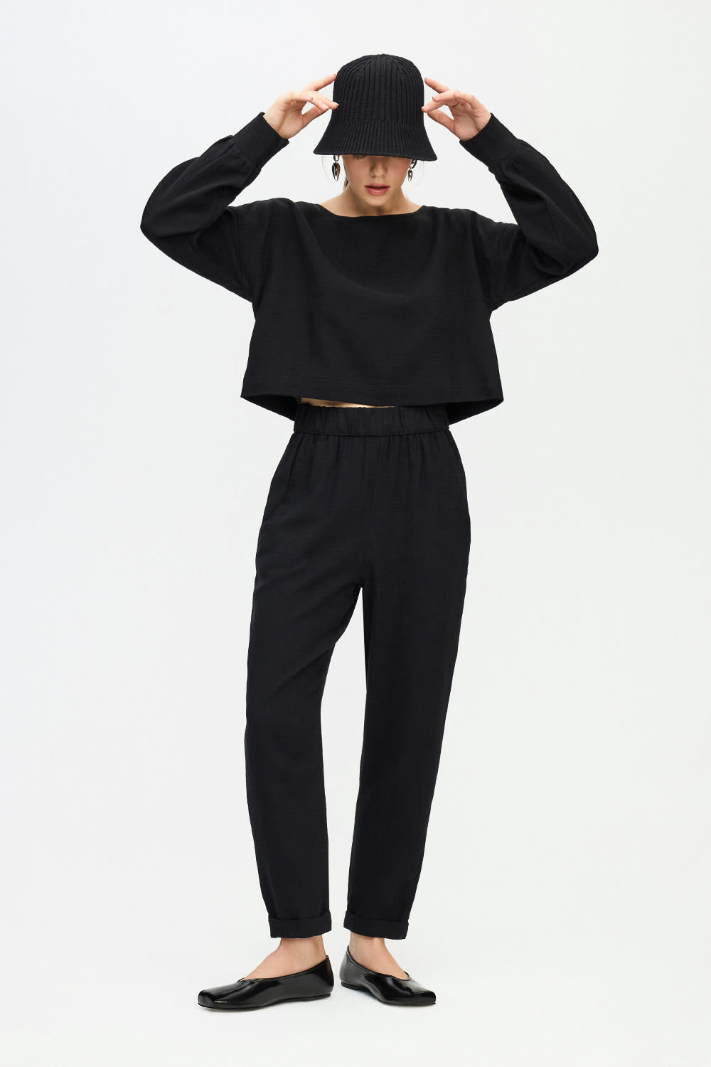 İkikız-Siyah Slouchy Pantolon-Pantolon-4-fleurdirect.live