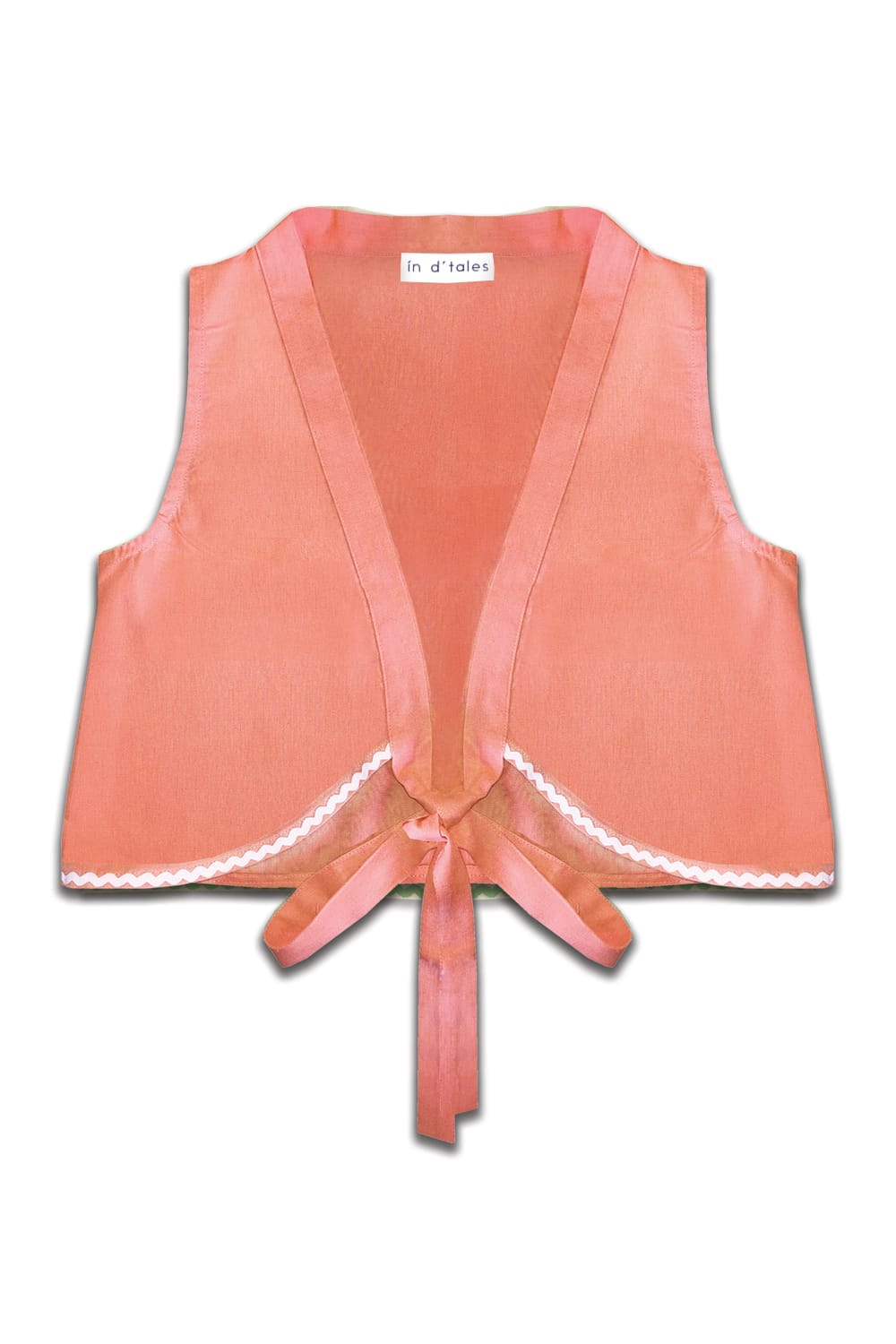 In D'Tales-Keten Bağlamalı Somon Crop Top-Crop Top-1-fleurdirect.live