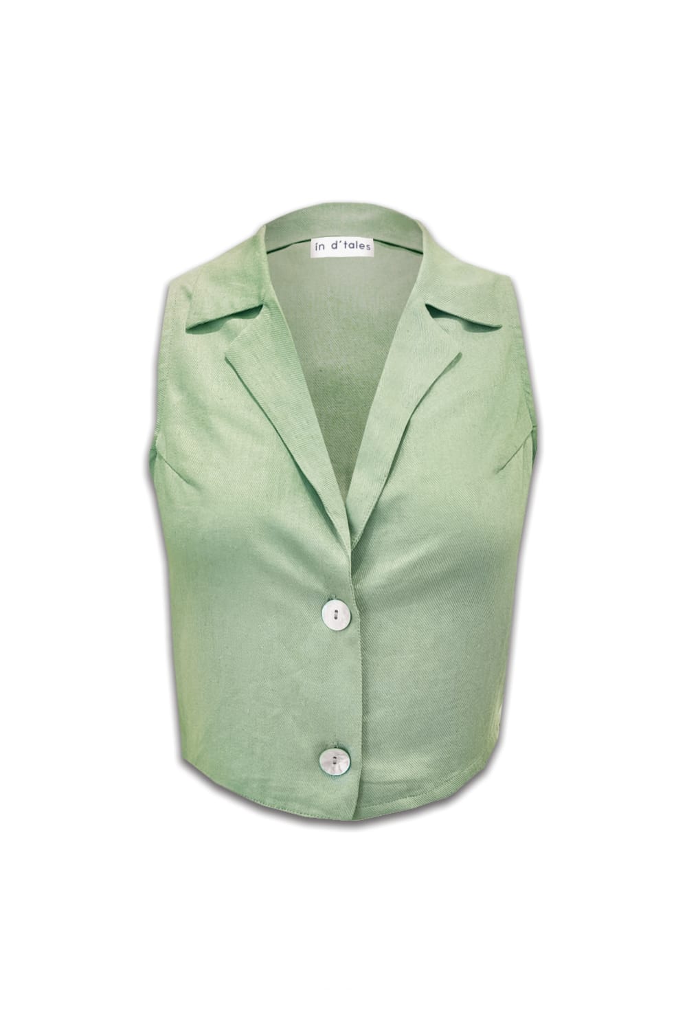 In D'Tales-Keten Soft Yeşil Crop Bluz-Bluz-1-fleurdirect.live