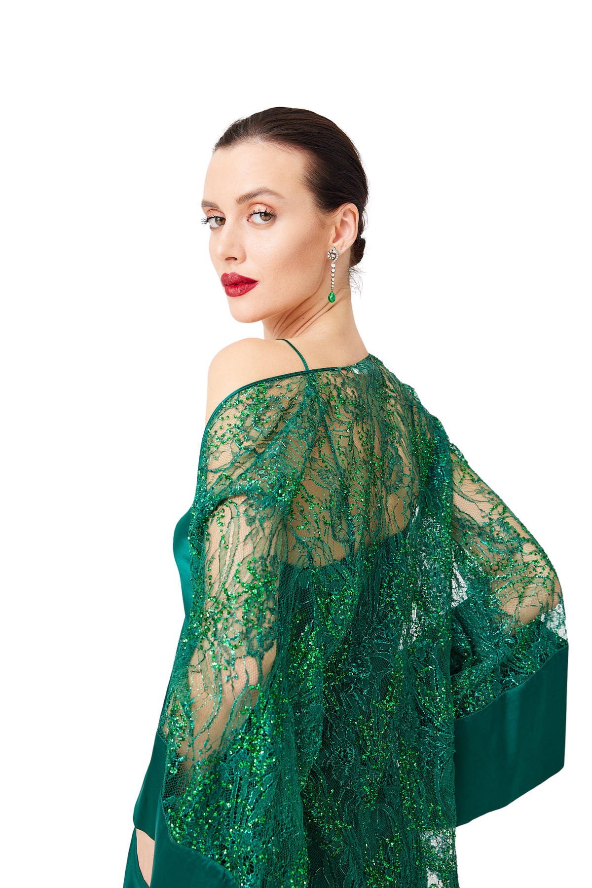 İpek Kıramer-Green Lace Set-Alt - Üst Takım-3-fleurdirect.live