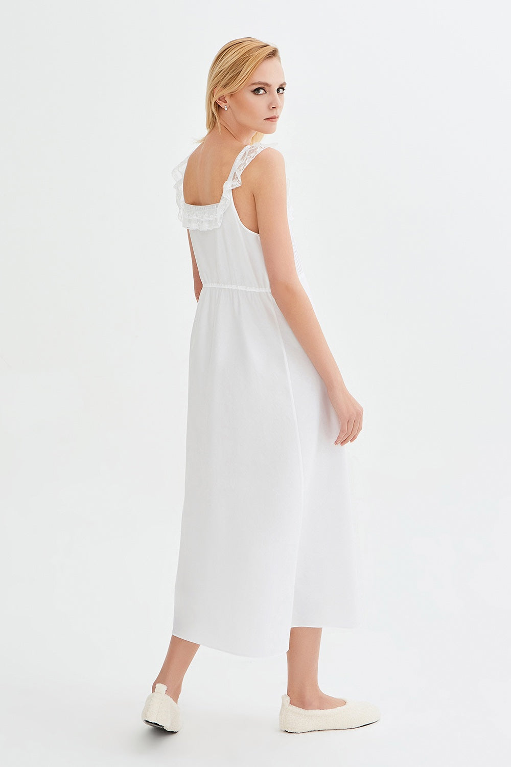 İpek Kıramer-Neferti Cotton Chemise White-Gecelik-3-fleurdirect.live