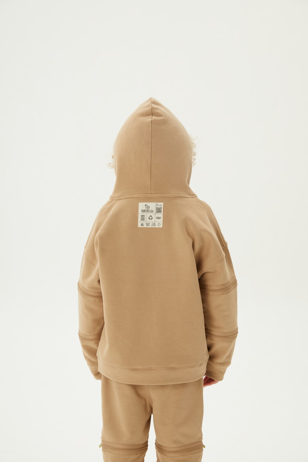 JayJayJumpie-3'ü Bir Arada Dönüşebilir Hoodie Çıkarılabilir Dirsek Parçalı Kapüşonlu Çocuk Sweatshirt | Bej-Sweatshirts & Hoodies-5-fleurdirect.live