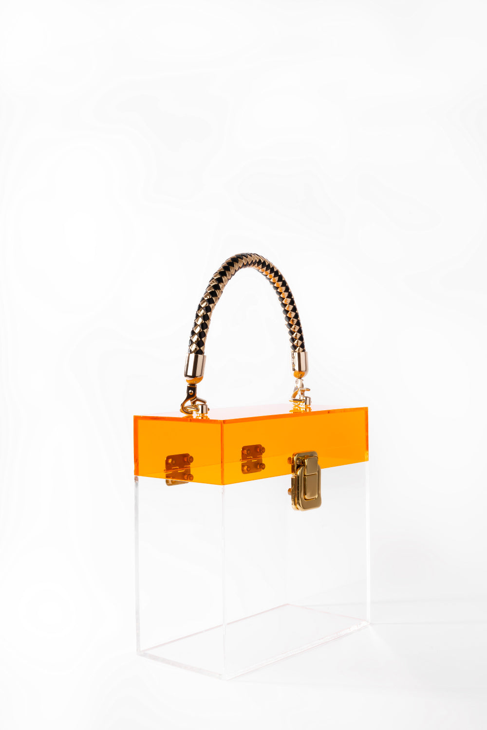 Jeloux-Sapphire Gold Akrilik Şeffaf Tasarım Makyaj Çantası 20cm X 10cm X 20cm-El Çantası-3-fleurdirect.live