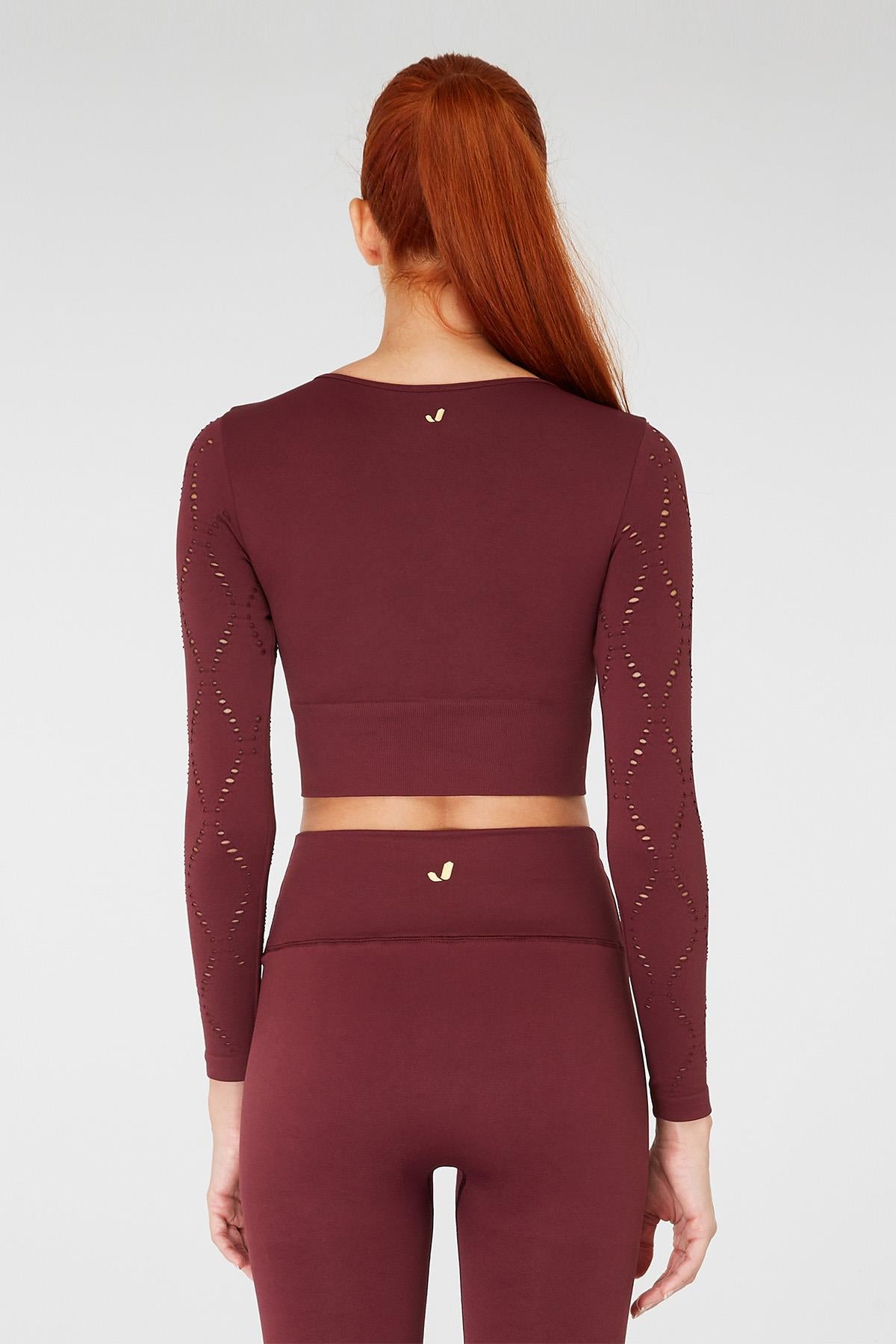 Jerf-Naples Uzun Kol Crop Top Econyl Bordo-Crop Top-4-fleurdirect.live