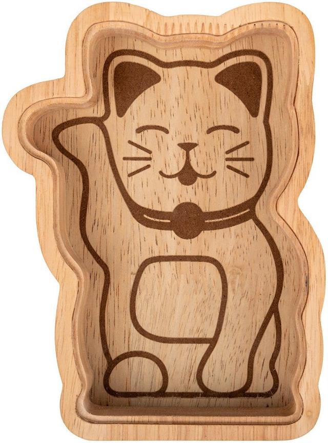 Kikkerland-Kikkerland Maneki Neko Luck Cat Şanslı Kedi Ahşap Kumbara-Kumbara-2-fleurdirect.live