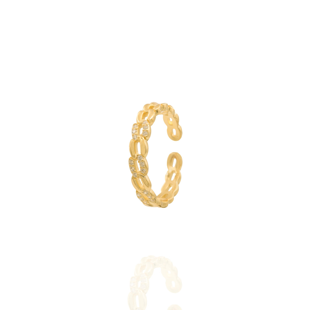Kimolos-Chain Ring 925 Ayar Gümüş Zirkon Taşlı Ayarlanabilir Yüzük-1-fleurdirect.live