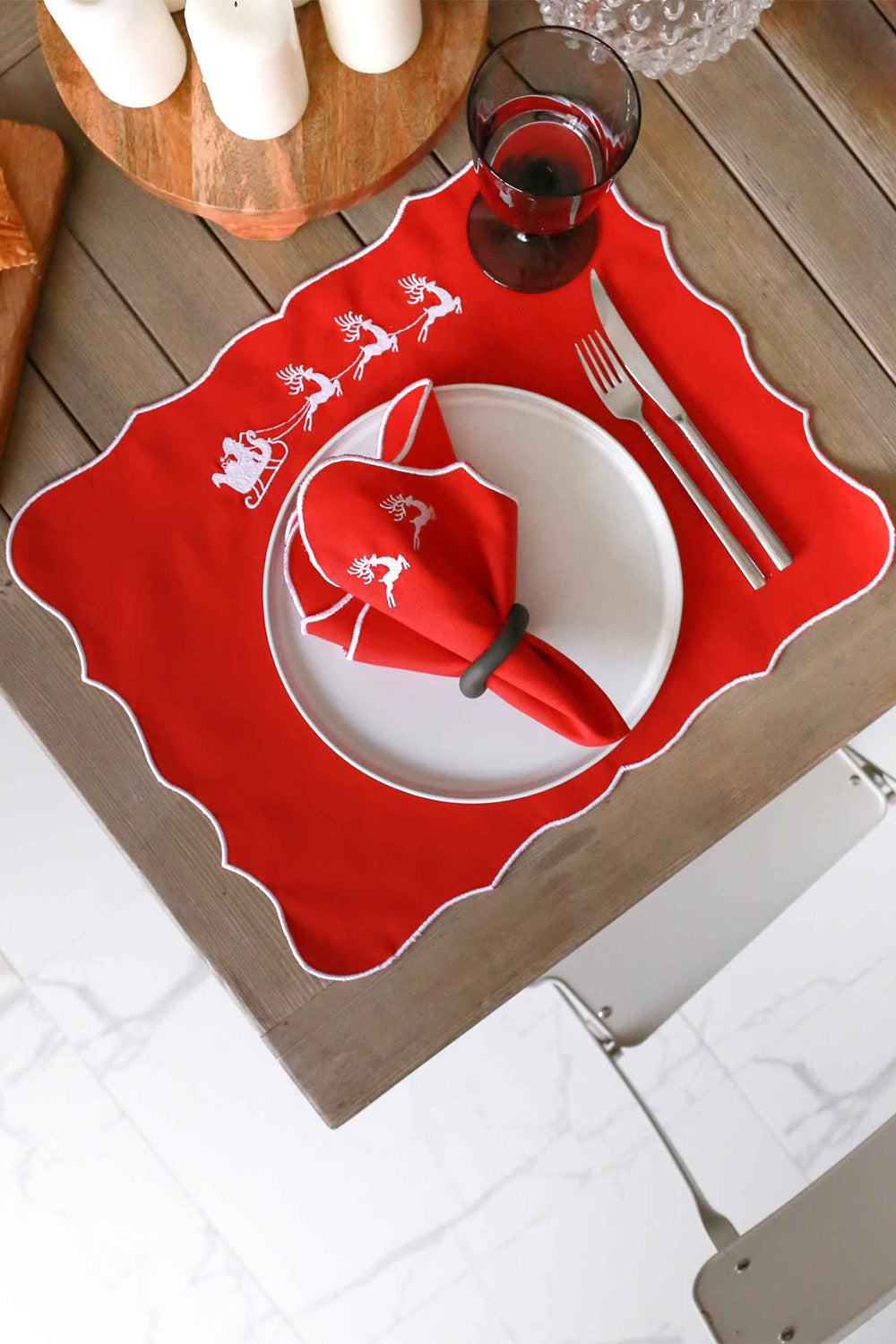 Km Home Collection-2'li Set Kızak İşlemeli Pamuk Amerikan Servis-Sunum Aksesuarları-4-fleurdirect.live