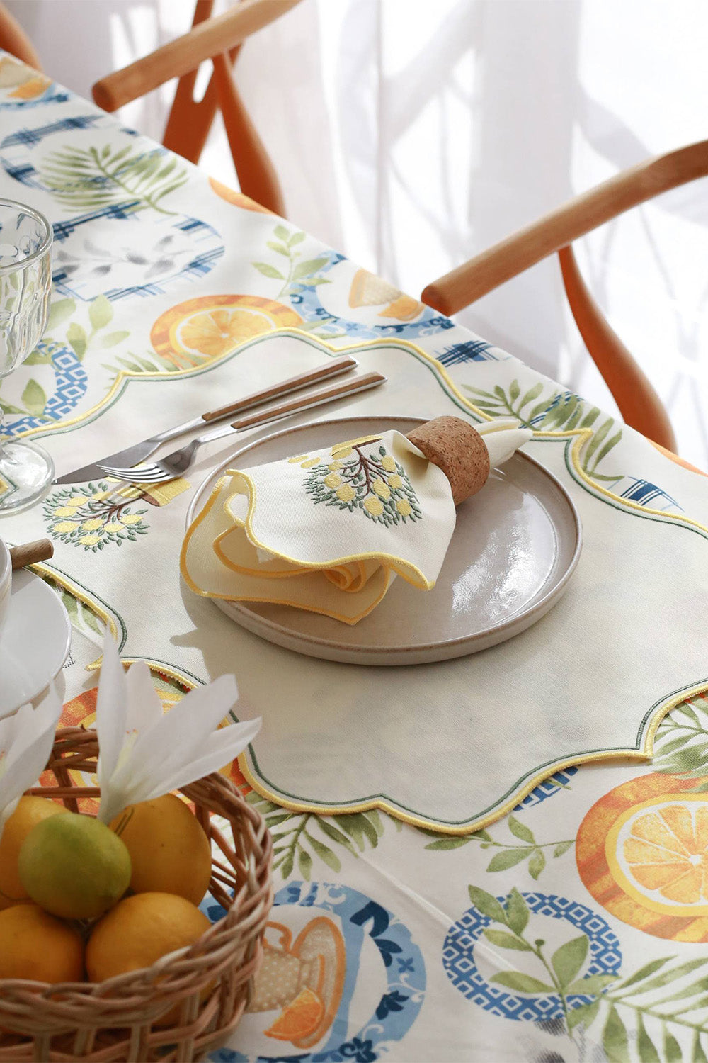 Km Home Collection-2'li Set Limon İşlemeli Pamuk Amerikan Servis-Sunum Aksesuarları-5-fleurdirect.live
